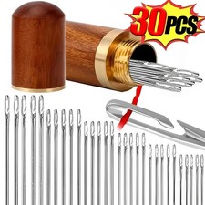 12/30PCS Side Hole Self Threading Sewing Needles Stainless Steel Hand Tool