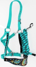 Horse Noseband Tack Bronc Leather HALTER Tiedown Lead Rope 280M01
