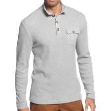 Club Room Mens Mock Neck Sweater XL Light Gray Heather Cotton Blend Long Sleeve