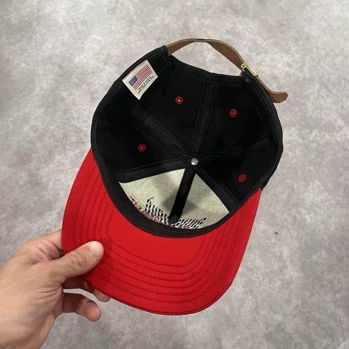 Vintage BUDWEISER #11 Racing 80s USA Black Red Hat Cap Snapback Checkered Flags - Imagen 7 de 9