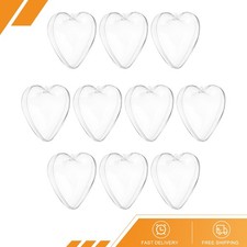 10pack Clear Fillable Heart Ornament 3.9 Inch Hanging Plastic Balls