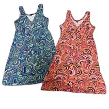 2 GAP Dresses S 1 Blue Paisley 1 Orange Paisley V-Neck Sleeveless Resortwear