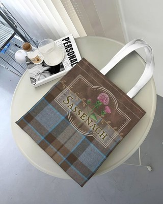 Sassenach Outlander Tartan Plaid Thistle Scotland Tote Shopping Bag NEW