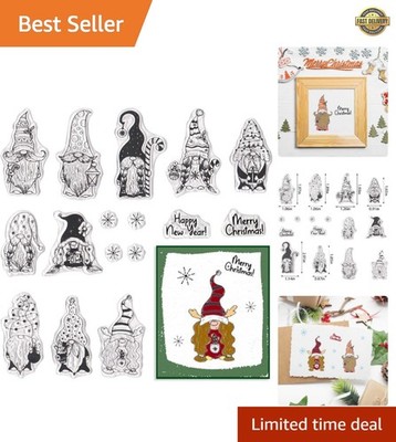 Christmas Clear Stamps for Card Making, Gnomes Snowflake Clear Rubber Stamp H...