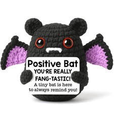 Halloween Funny Gifts Positive Bat Vampire Knitted Figurines With Card