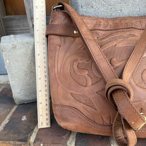 Diba True Women’s Hand Tooled Leather Purse Bag Hobo Chic Western - Picture 17 of 21