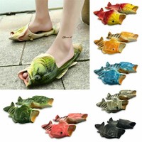 Mens Womens Fish Slippers Sandals Funny Holiday Beach Flip Flops Slides Shoes