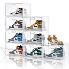 Amllas 8 Pack Shoe Boxes Clear Plastic Stackable, 8 Pack, Side Open