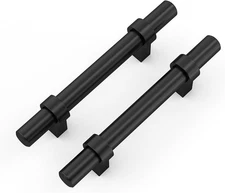 goldenwarm 6 Pack Black 5 Inch Cabinet Handles Stainless Steel Zinc Alloy