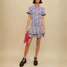 MAJE Floral Mini Dress with Cut-Outs NWT Size 40 / US Large Reponsa Linen Blend
