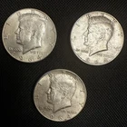 Lot Of 3 1964 Kennedy Half Dollar 90% Silver, Ungraded, Uncertified, Circulated