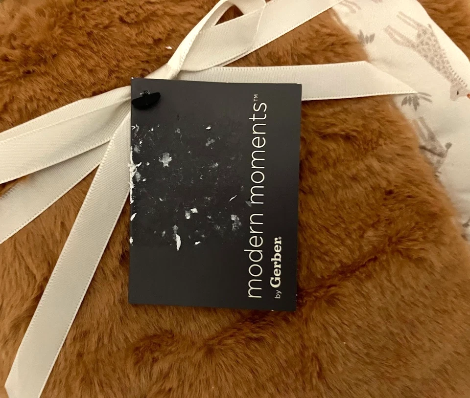 Gerber современные моменты коричневый атлас жираф отделка Baby одеяло плюшевый сафари новый с Ярлыками - Изображение 4 из 4