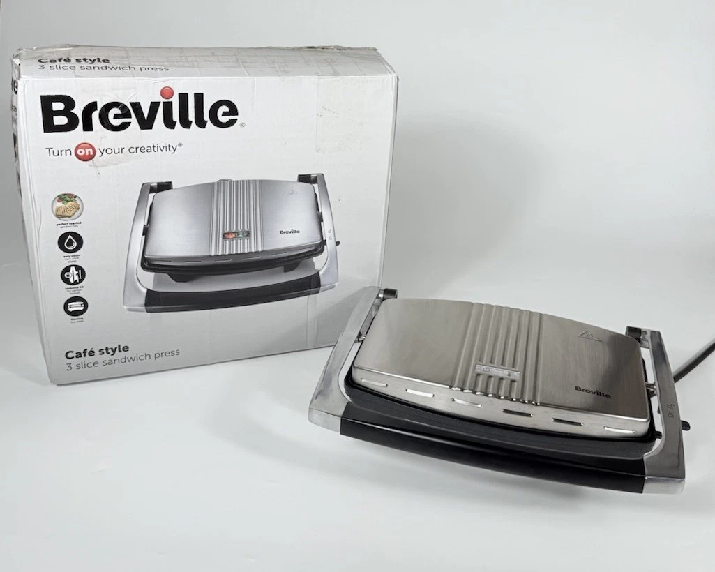 Breville - 3 Slice Sandwich / Panini Press - Café Style, Non-Stick Plates VST025
Opens in a new wind