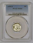 1944-S Mercury Dime Silver Coin from the San Francisco Mint, Graded MS66 by PCGS