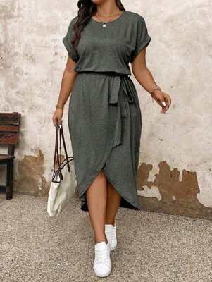 Plus Size Große Größen Kleid Midikleid Shirtkleid Jersey Lässig Casual 46-52
