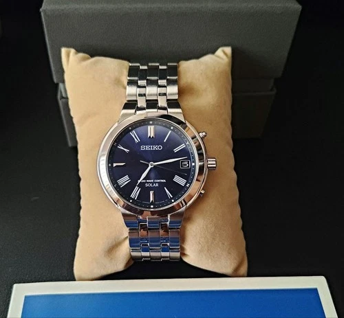 SEIKO SPIRIT SMART SBTM185 Solar Watch Blue Dial Stainless Band Men’s - Picture 1 of 2