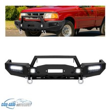 Front Bumper Winch Assembly W Led Lights D-rings For Ford Ranger 1993-1997