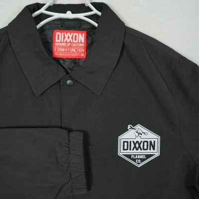 Dixxon Flannel Co Mens Black Coaches Jacket Snap Front Wrench Logo Size Large