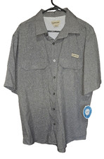 RealTree Fishing Light Gray Short Sleeve Vented Button Up Shirt Size Large NWT