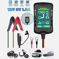 Smart Battery Charger Maintainer Trickle 6V 12V 1.5A Car Automatic Motorcycle US