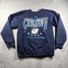 Vintage Georgetown Hoyas Mens L Faded Blue Crewneck Sweatshirt Made USA 90s 1978