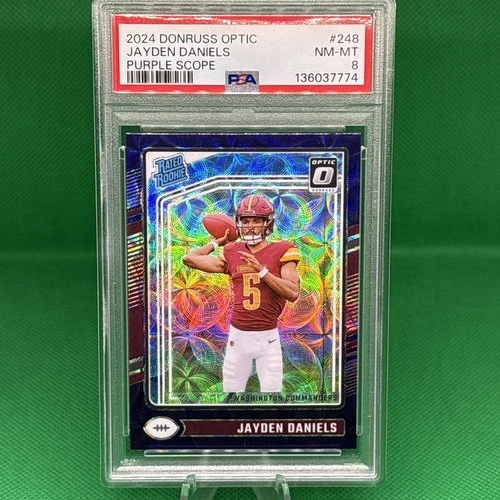 2024 Donruss Optic Jayden Daniels Purple Scope Prizm #248 PSA 8 Rated Rookie
