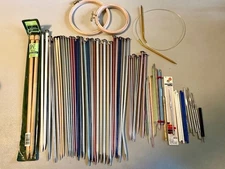 ASSORTMENT OF KNITTING NEEDLES (45), CROCHET HOOKS (12)