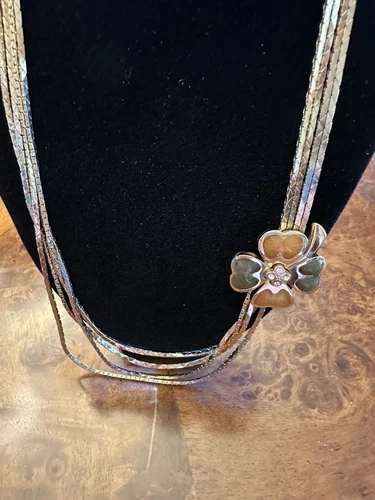 COLLANA VINTAGE CHRISTIAN DIOR TONO ORO FIORE STRASS CIONDOLO MADE IN GERMANY