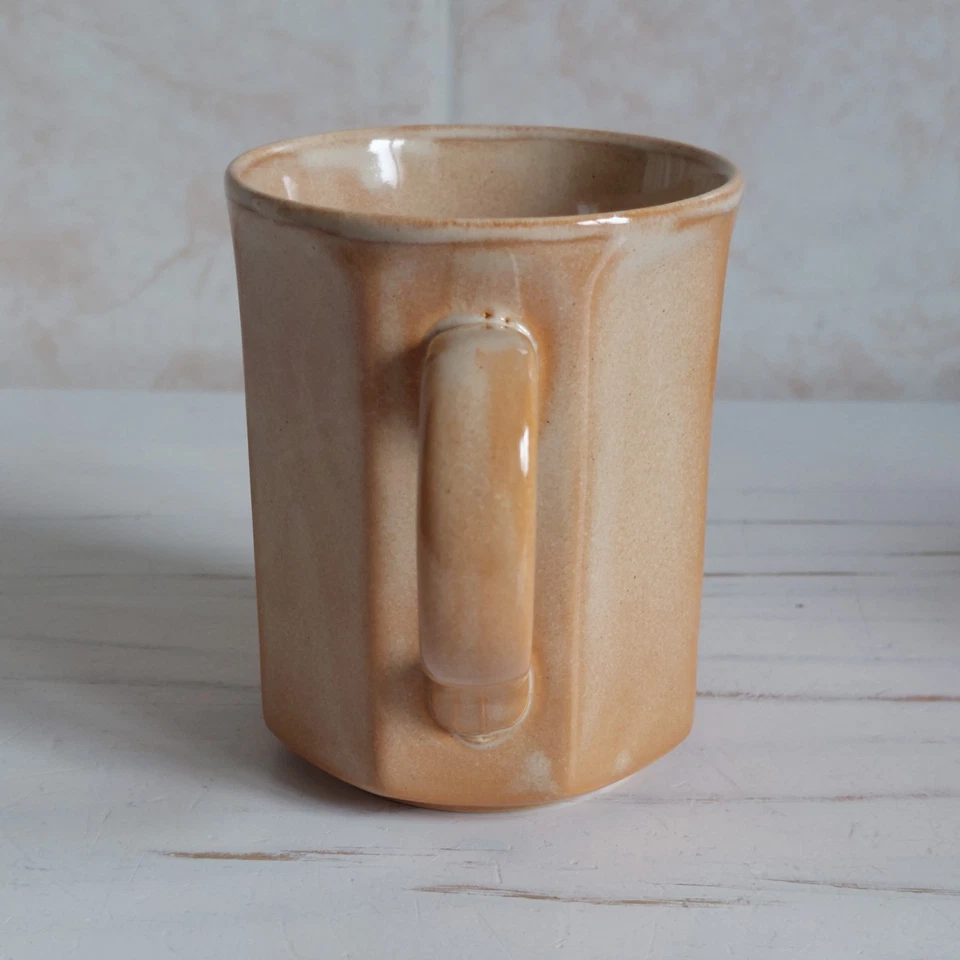 Studio Pottery Mug Cup Brown Ceramic Octagonal H 9.5cm Glazed Rustic England - Image 4 of 4