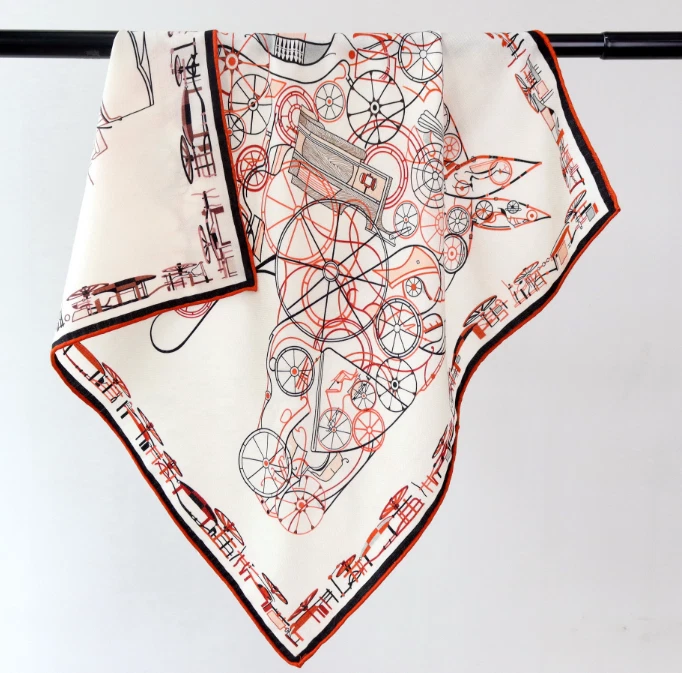 70% Cashmere 30% Silk Neckerchief Shawl Scarf horse Print Bandana 26'' Wrap new