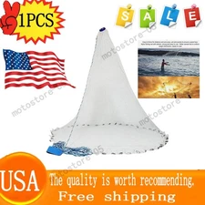 8FT Fishing Cast Net Bait Easy Throw Hand Cast Strong Nylon Mesh US New