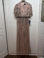 Mac Duggal 93582 EMBELLISHED FULL LENGTH LAYERED SLEEVE GOWN Vintage Rose S 10