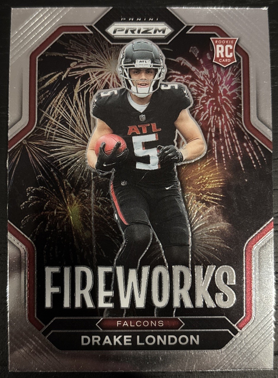 2022 Panini Prizm Drake London Fireworks Rookie Insert RC F-20 Atlanta Falcons