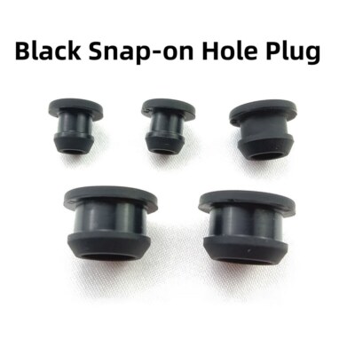 Black Snap-on Hole Plug 2.5mm ~ 14mm Silicone Rubber Blanking End Caps Tube Pipe
