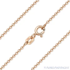 1.4mm Rolo Link Cable Chain Necklace in 14k Rose Gold-Plated 925 Sterling Silver