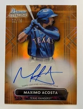 🔥 2022 Bowman Sterling Orange Refractor Auto MAXIMO ACOSTA Rangers /75 MINT! 🔥