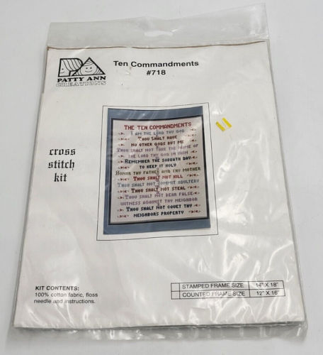 Kit point de croix Patty Ann Creations "Ten Commandements" #718 12"x16" - Neuf - Photo 1/5