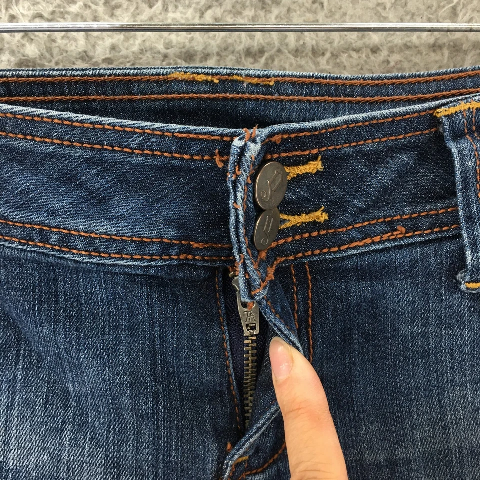 Pantalones Cortos Decree Skimmer Para Mujer 9 Azul Lavado Oscuro Denim Tiro Bajo 5 Bolsillos Cremallera Mosca Foto 4 de 4