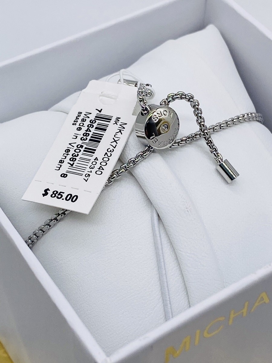 MICHAEL KORS ブレスレット MKC1514AN040 PAVE COIN SLIDER Precious Metal-Plated Sterling Silver Pavé Halo Slider