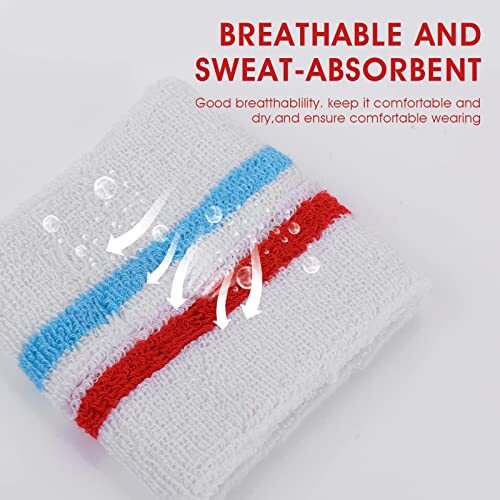 Conjunto de diadema deportiva a rayas (1 blanco rojo blanco azul blanco - Imagen 5 de 7