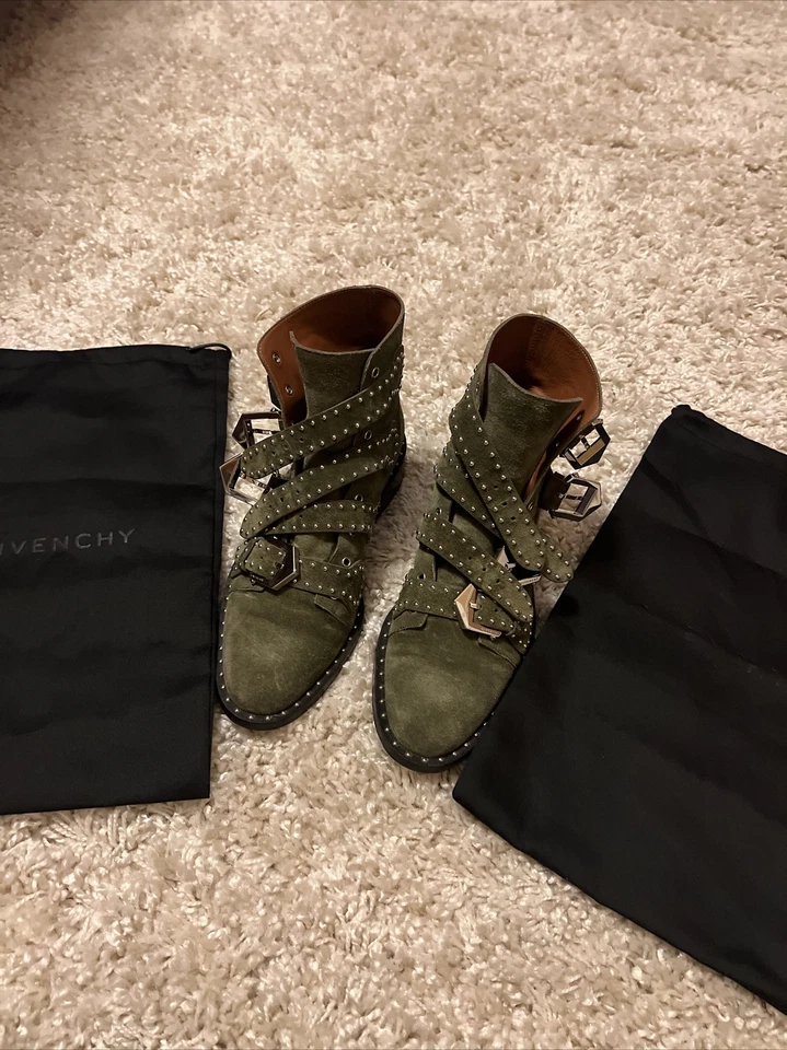 GIVENCHY Elegante Bota Plana Gamuza Verde Talla 37 Foto 2 de 4