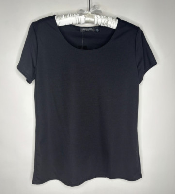 Notations Woman's Black Top Short Sleeve Shirt Petite Medium NWT