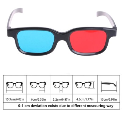 Black Frame Red Blue 3D Glasses For Dimensional Anaglyph Gam Movie DVD U2X7 2024