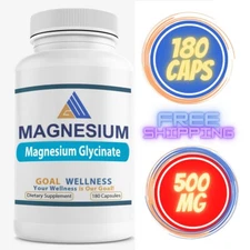Pure Magnesium Glycinate 500mg 180 Capsules! No Additives!