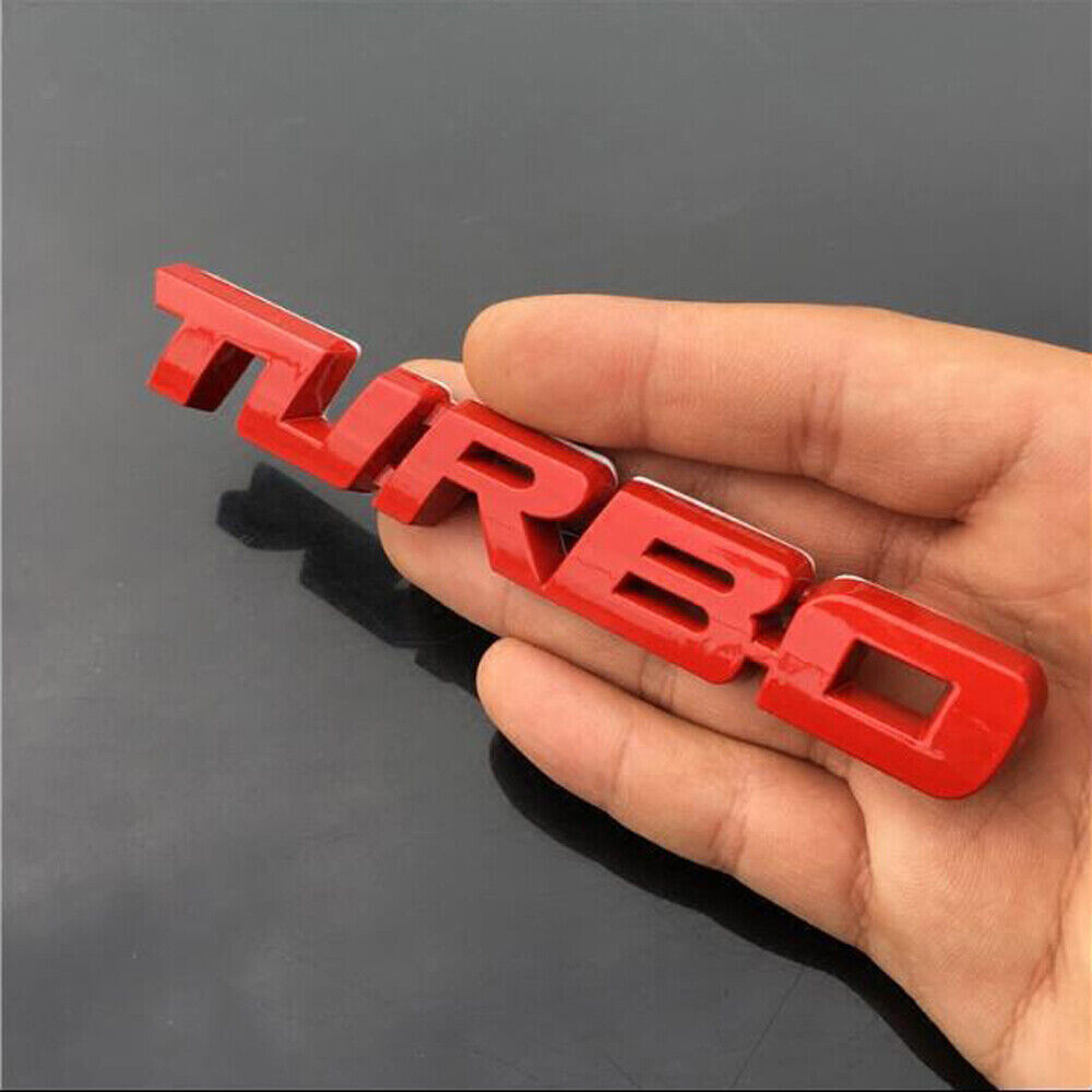 1X Red TURBO Logo Letter Car Sticker 3D Metal Emblem Badge Decal Car Accessories