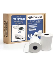 Vonlyst Receipt Paper for CloverMini &CloverMobile ThermalPrinter 2 1/4X 80(20pk