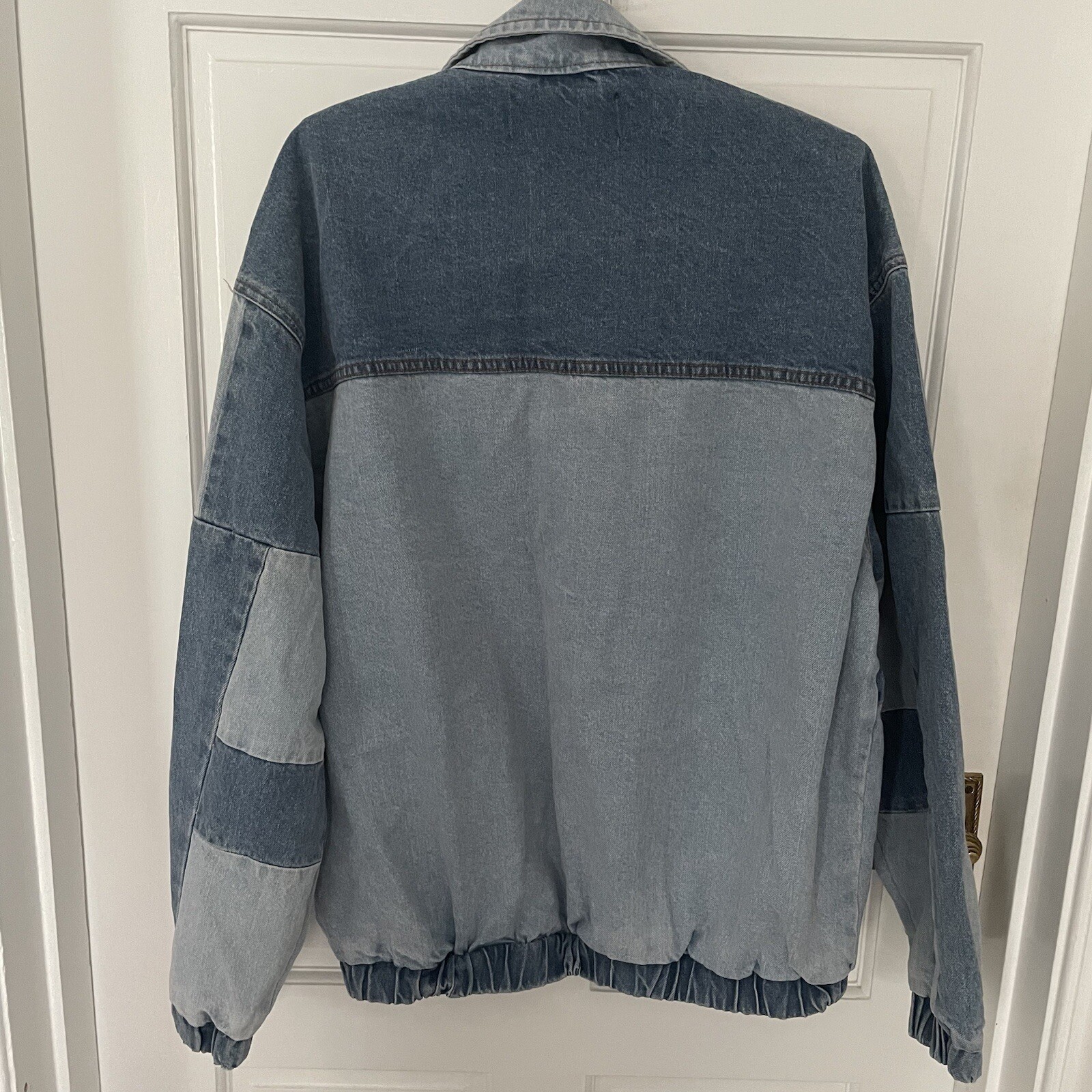 OVERSIZE DENIM PATCHWORK BOMBER JACKET. Size 8. A… - image 3