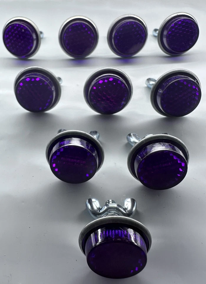 Lote de 10 ~ Reflectores Púrpura Redondos Matrícula Industrial Goliat 1" Foto 3 de 4