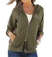 Sweatjacke Damen Von Together Bestickt In Khaki Gr. 34 Neu