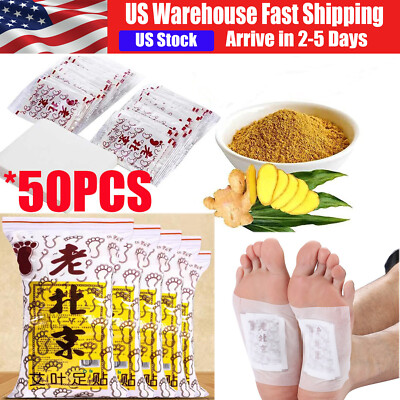 50 Pcs Foot Detox Pads Cleansing Patch Pain Relief Soothing Herbal Organic US